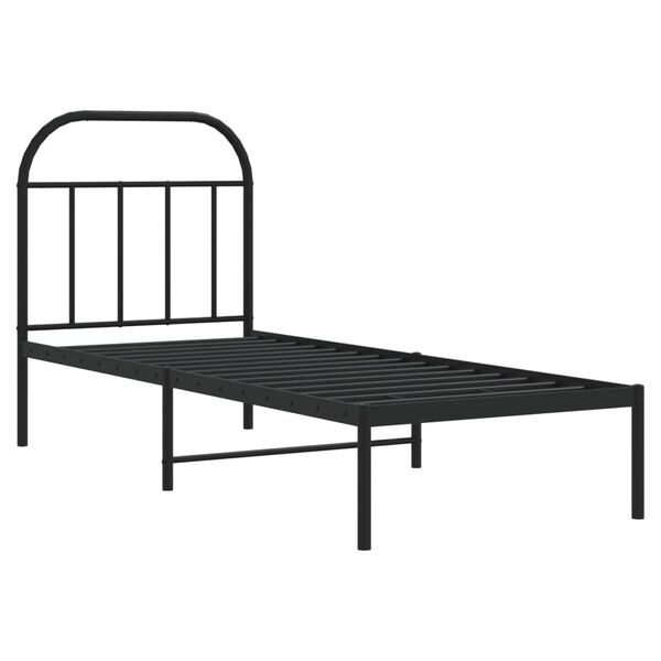 vidaXL Bed Frame Black Powder-Coated Steel Small Single Durable