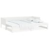 vidaXL Pull-out Day Bed White Solid pine wood 75 in