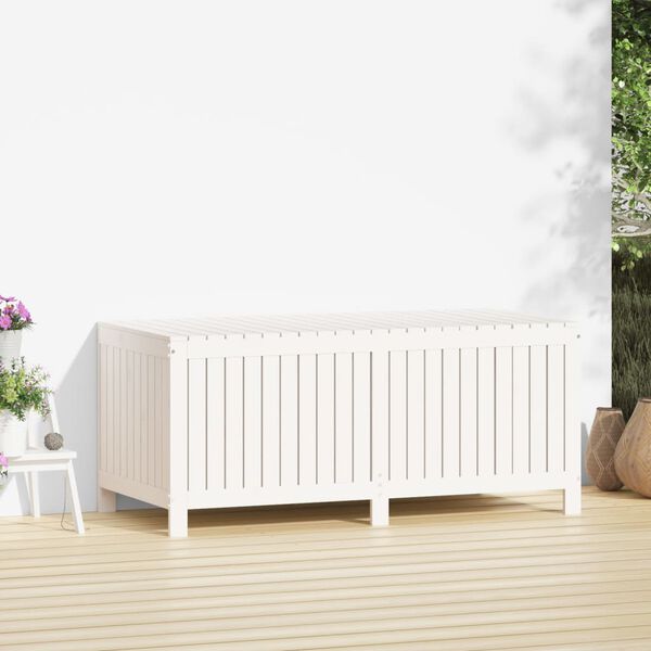 vidaXL Garden Storage Box White Solid Pine Wood Medium