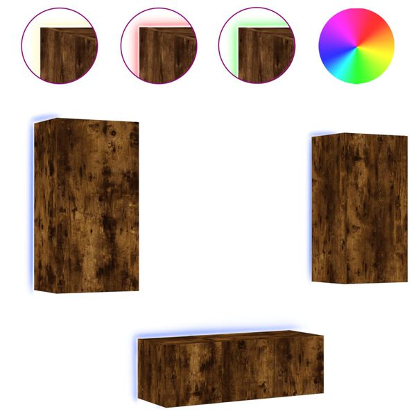 vidaXL TV Wall Unit Smoked Oak Engineered Wood Medium TV Wall Unit