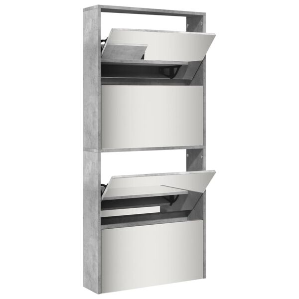 vidaXL Shoe Cabinet Concrete Grey Engineered wood, glass