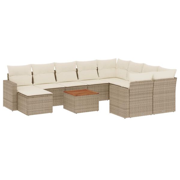 vidaXL Garden Sofa Set Beige PE rattan Large Modular Garden Sofa Set