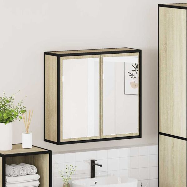 vidaXL Bathroom Mirror Cabinet Sonoma Oak Engineered Wood Medium