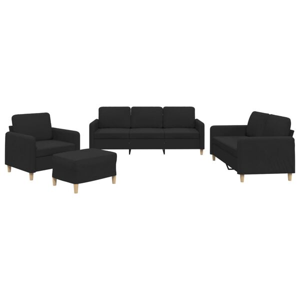 vidaXL Sofa Set Black Fabric (100% polyester), metal, textilene, plywood