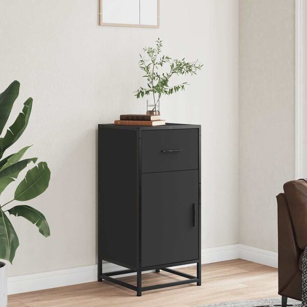 vidaXL Sideboard Black Engineered wood Medium Storage Cabinet