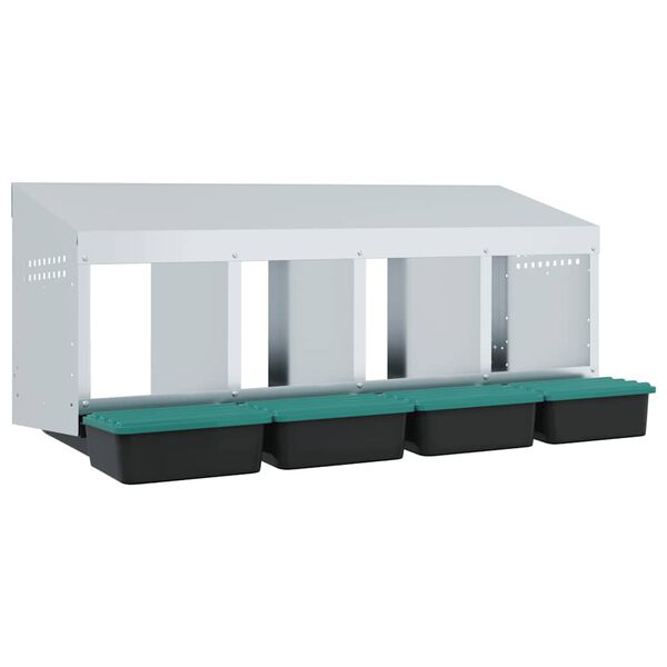 vidaXL Chicken Nesting Box 4 Compartments Wall-Mounted Galvanised Steel
