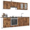 vidaXL Kitchen Cabinet Set Smoked oak Engineered wood and glass