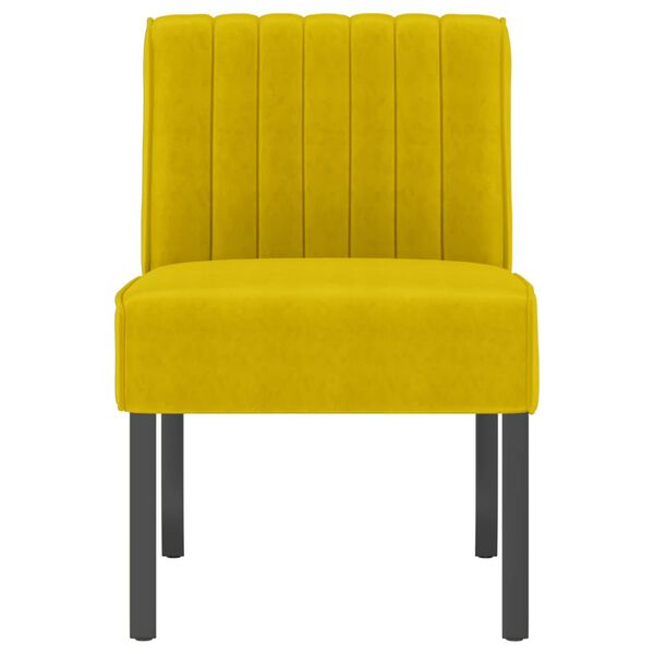 vidaXL Slipper Chair Yellow Velvet, Solid Wood, Plywood Medium Durable
