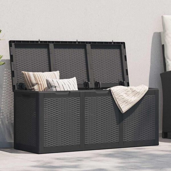 vidaXL Storage Box Black Polypropylene with rattan look Medium
