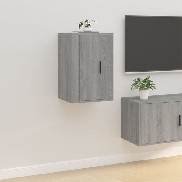 vidaXL Wall Mounted TV Cabinet Grey Sonoma Engineered wood Medium