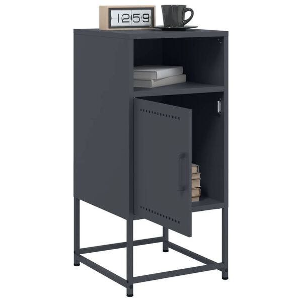 vidaXL Bedside Cabinet Set of 2 Anthracite Steel Medium