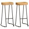vidaXL Gavin Bar Stool Set of 2 Brown and black Solid mango wood and iron