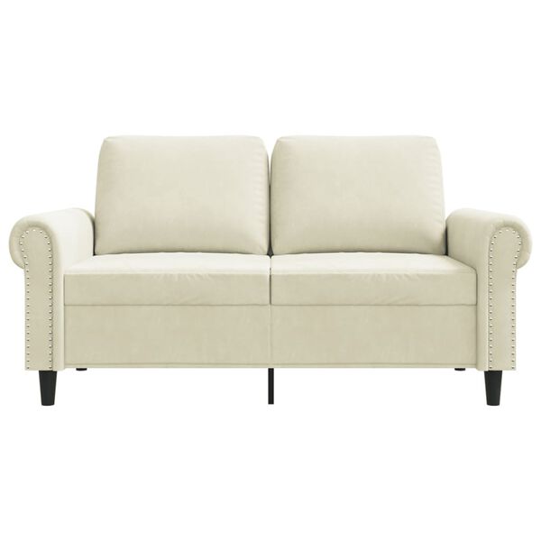 vidaXL 2-seater Sofa Cream Velvet (100% polyester), metal, textilene