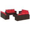 vidaXL 13 Piece Patio Sofa Set with Cushions Brown Poly Rattan