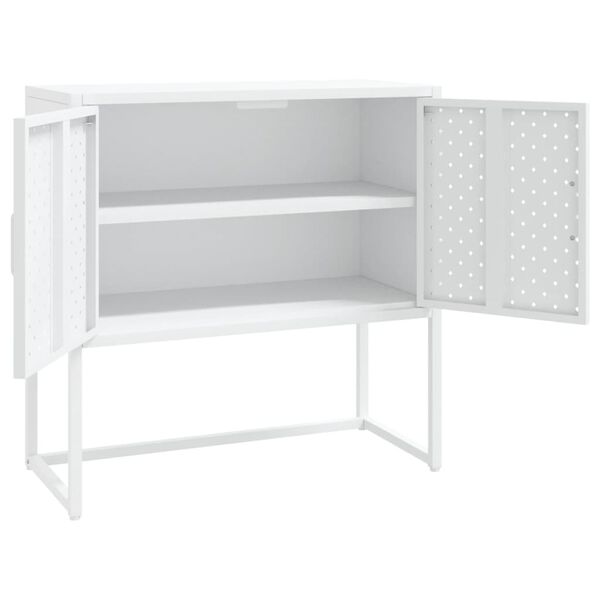 vidaXL Sideboard White Steel Medium Levelers Sideboard Rectangular
