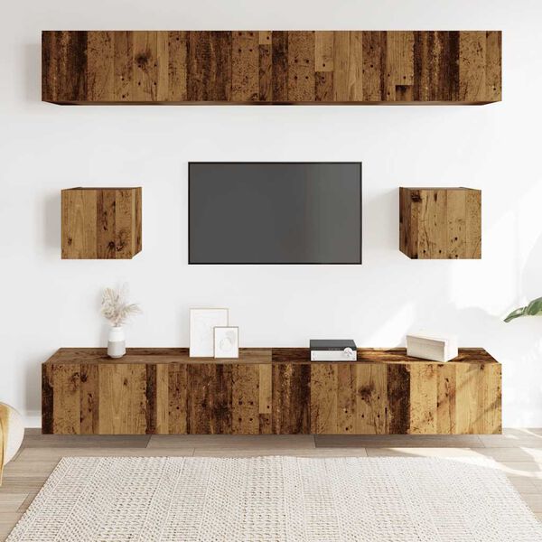 vidaXL TV Cabinet Set Set of 6 Old wood Engineered wood Large