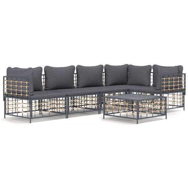 vidaXL Garden Lounge Set Anthracite Poly rattan Large Modular