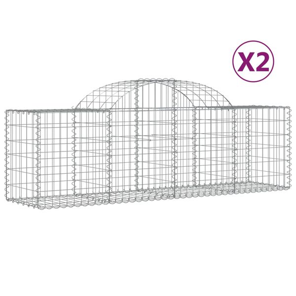 vidaXL Gabion Basket Set of 2 Silver Galvanized Iron Large Tough