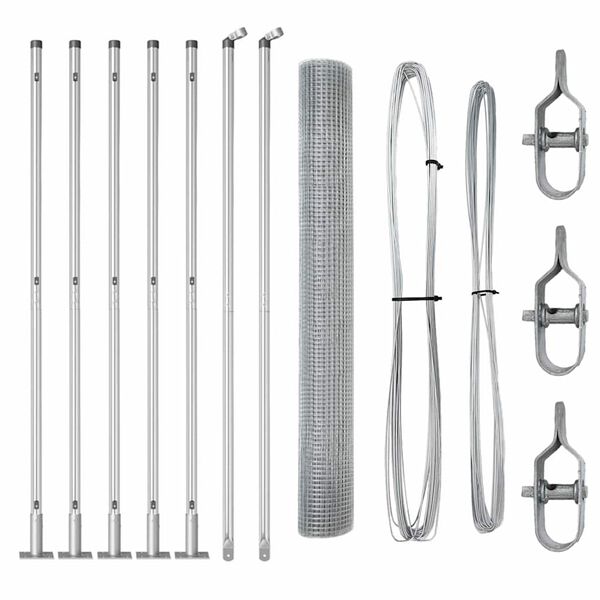 vidaXL Fence with Posts Silver 3.9'x 32.8'Steel