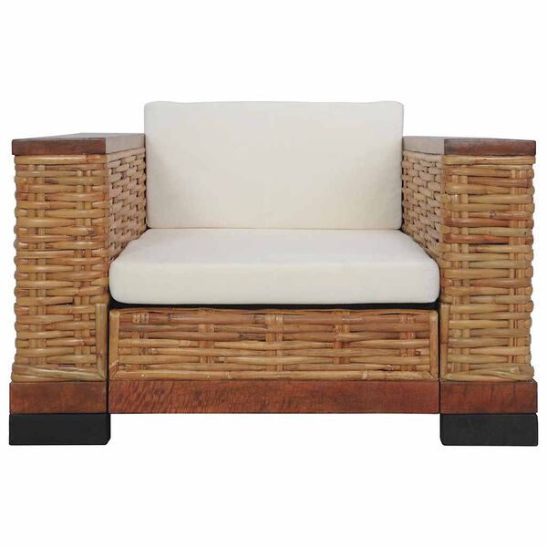 vidaXL Sofa Set Brown Natural rattan Large Removable Covers Sofa Set