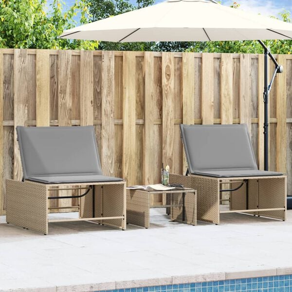 vidaXL Sun Lounger Beige, Light Grey