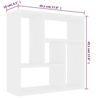 vidaXL Wall Shelf White 17.8"x6.3"x17.8" Engineered Wood