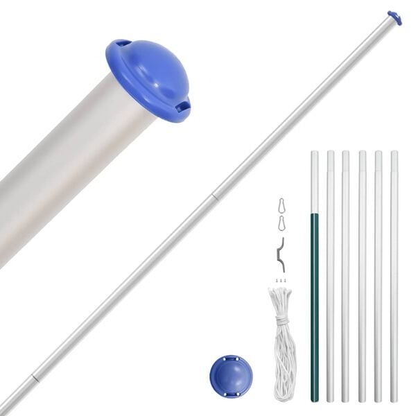 vidaXL US Flag and Pole 18.2 ' Aluminium