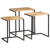 vidaXL Nesting Table Set of 3 Natural wood with black metal
