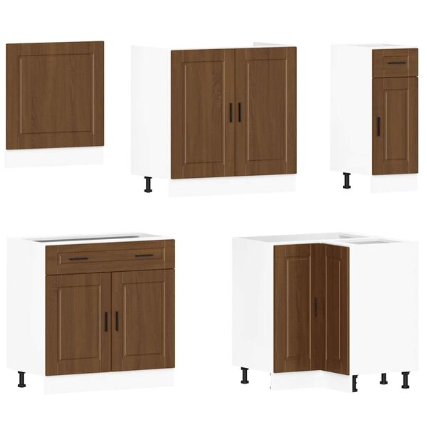 vidaXL Kitchen Cabinet Set Brown Oak Engineered wood and glass Large
