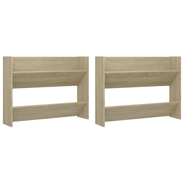 vidaXL Wall Shoe Cabinets 2 pcs Sonoma Oak 31.5"x7.1"x23.6" Engineered Wood