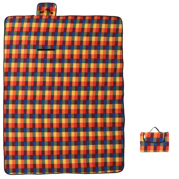 vidaXL Picnic Blanket Foldable Multicolor Plaid 78.7"x59.1" Velvet