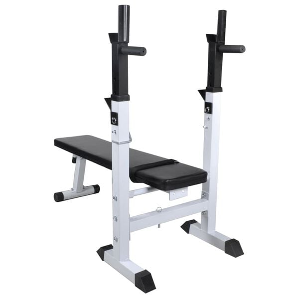vidaXL Workout Bench with Weight Rack, Barbell and Dumbbell Set 133.4 lb (90366+90375)