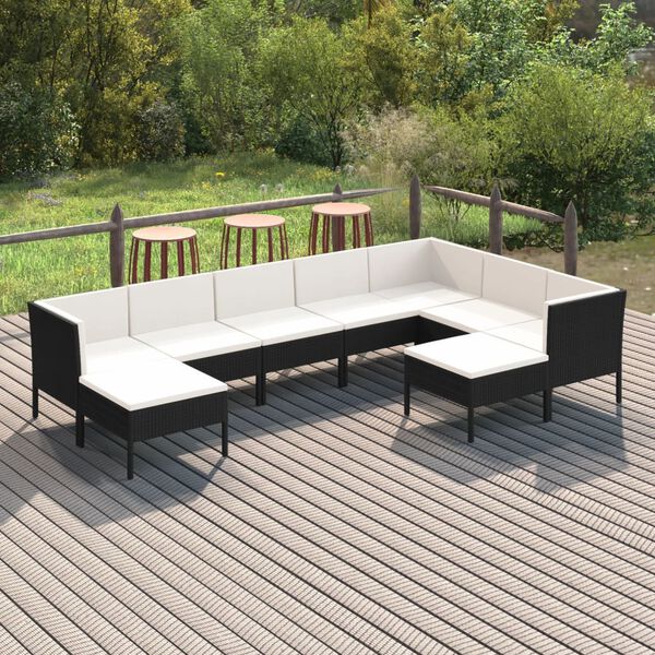 vidaXL Garden Lounge Set Black, Cream White