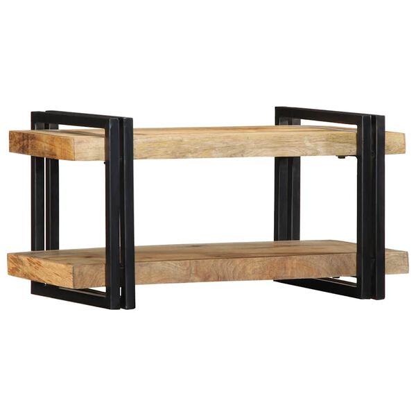 vidaXL Wall Shelf Natural Wood Mango Wood, Iron Medium Wall Shelf