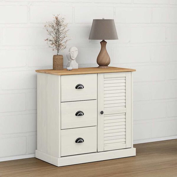 vidaXL Sideboard White Solid pine wood, engineered wood, metal Compact