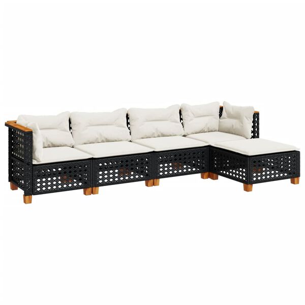 vidaXL Garden Sofa Set Black PE rattan Large Modular Garden Sofa Set