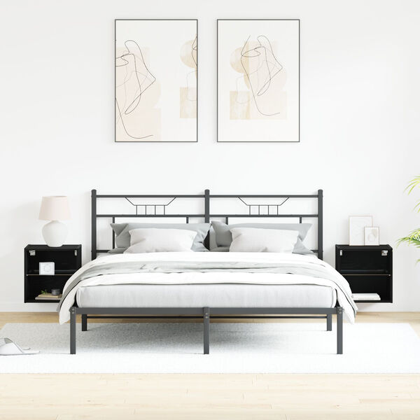 vidaXL Floating Shelf with Shelf 2 pcs Black 15.75 x 11.22 x 15.75 in