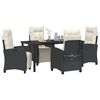 vidaXL Garden Dining Set with Cushion 5 pcs Black Poly Rattan