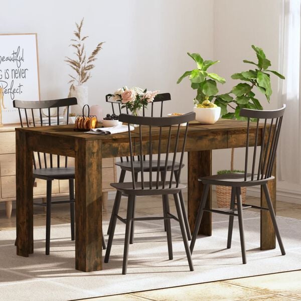 vidaXL Dining Table Smoked oak Engineered wood Medium Durable