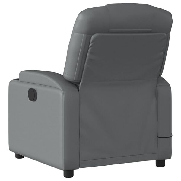 vidaXL Massage Recliner Chair Grey Faux leather, metal, plywood Standard