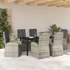 vidaXL Garden Dining Set with Cushion 7 pcs Grey Poly Rattan