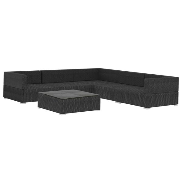 vidaXL Garden Lounge Set Black PE Rattan 6 Piece Modular