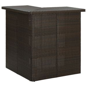 vidaXL Bar Table Brown Poly Rattan, Steel Bar Table Contemporary
