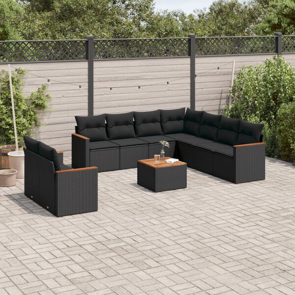 vidaXL Garden Sofa Set Black