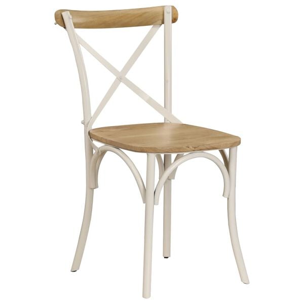 vidaXL Cross Chair Set of 6 White Solid mango wood, steel