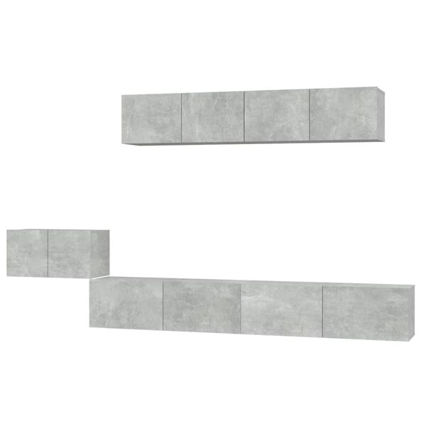 vidaXL TV Cabinet Set Set of 5 Concrete Grey Engineered Wood