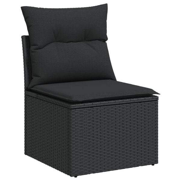 vidaXL Garden Sofa Set Black Poly Rattan Large Foldable