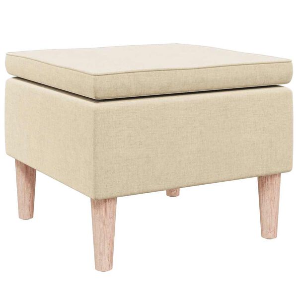 vidaXL Stool Cream Polyester Medium Footrest Footstool Square