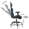 vidaXL Massage Gaming Chair with Footrest Black&Blue Faux Leather