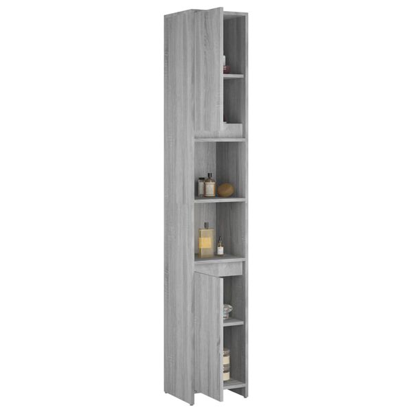 vidaXL Bathroom Cabinet Grey sonoma Engineered wood Tall
